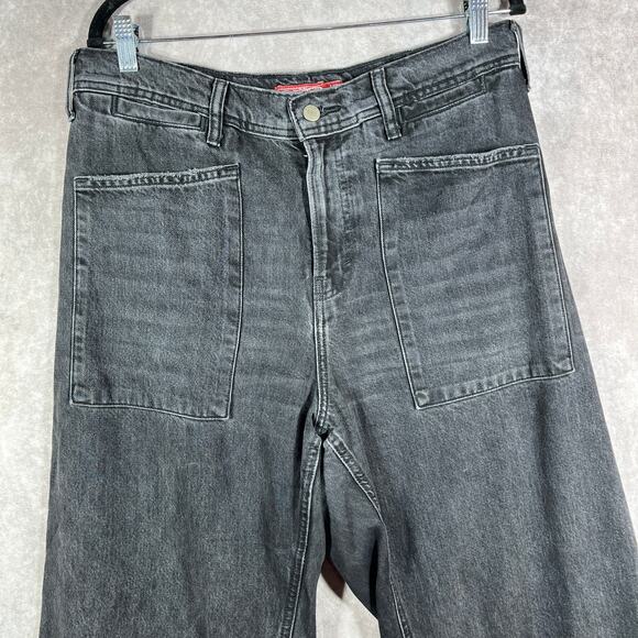 Lucky Legend Jeans Womens Size 12/31 Black Denim High Rise Wide Leg Raw Frayed - Picture 2 of 13